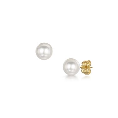 7x7.5mm Pearl Stud Earrings in 18ct Yellow Gold
