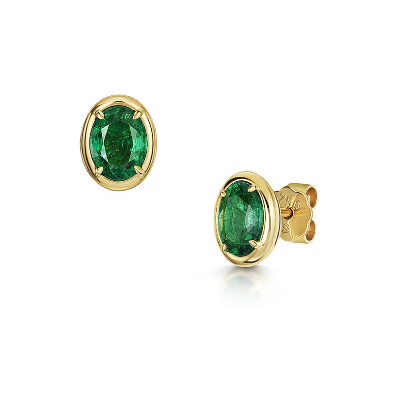 Rose gold emerald earrings clearance