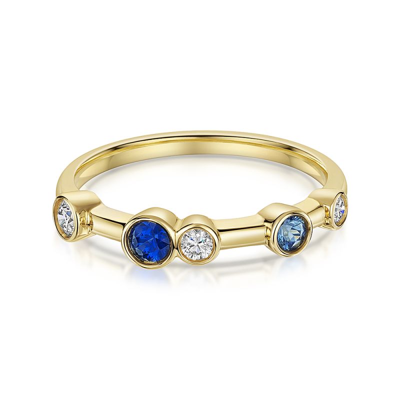 Sapphire and Diamond Bubble Ring in 18ct Yellow Gold