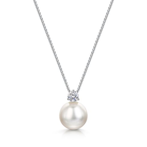 South Sea Cultured Pearl and Diamond Pendant in 18ct White Gold