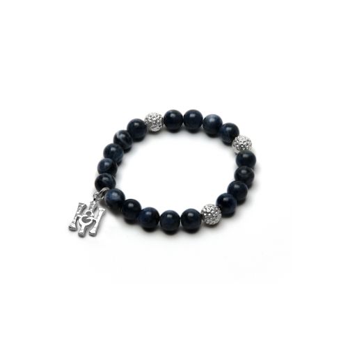 Sodalite & Hammered Silver Bead Bracelet - Small