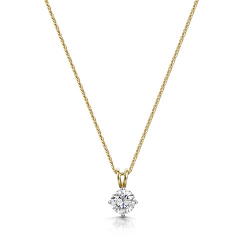 1.00ct solitaire diamond pendant in 18ct yellow gold