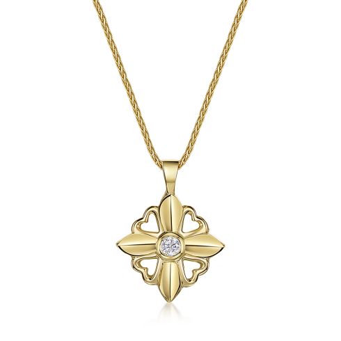 18ct Scottish Gold Star Fleur-De-Lys Pendant