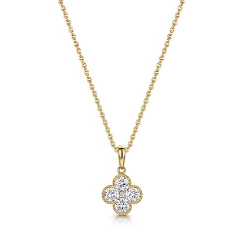 Clover Style Diamond Pendant In 18ct Yellow Gold