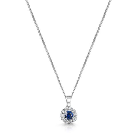 Sapphire And Diamond Pendant In 18ct White Gold