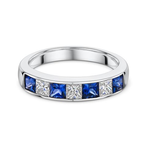 1.18ct Princess Cut Sapphire Eternity Ring in White Gold