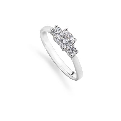 Mixed-Cut 3-Stone Engagement Diamond Ring in Platinum