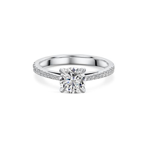 The Engagement Collection: Brilliant-Cut 0.60ct 4 Claw Solitaire Ring With Diamond Shoulders In Platinum
