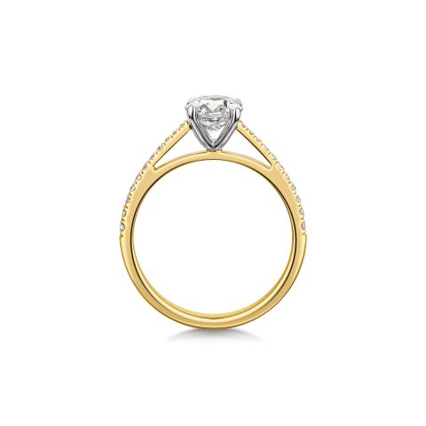 The Engagement Collection: Brilliant-Cut 1.01ct 4 Claw Solitaire Ring With Diamond Shoulders in 18ct Yellow Gold