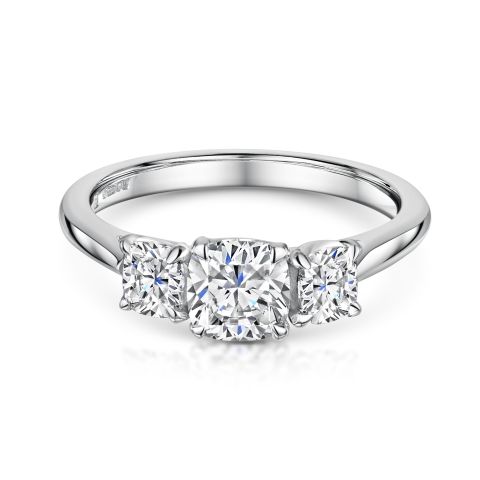 1.56ct Three Stone Diamond Engagement Ring in Platinum
