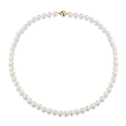 Single Row Cultured Pearl Necklace in 18ct Yellow Gold