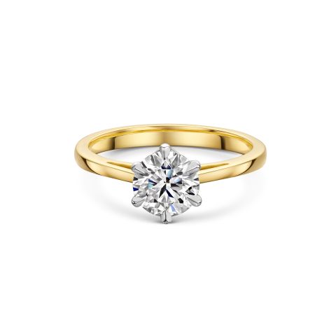 The Engagement Collection: Brilliant-Cut 0.90ct 6 Claw Solitaire Ring In 18ct Yellow Gold