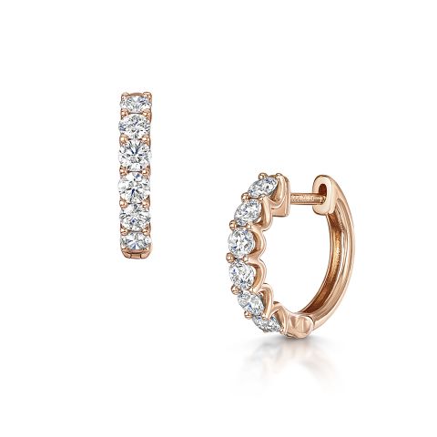 Diamond Hoop Earrings in Rose Gold