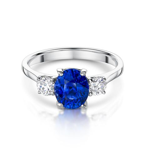 Platinum Sapphire and Diamond 3-Stone Ring