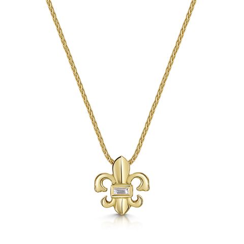 18ct Scottish Gold Fleur-De-Lys Diamond Pendant