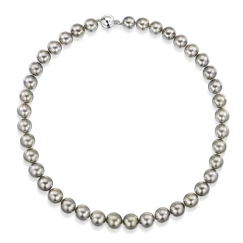 Tahitian Pearl Strand Necklace In 18ct White Gold