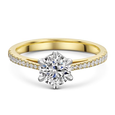 The Engagement Collection: Brilliant-Cut 0.74ct 6 Claw Solitaire Ring In 18ct Yellow Gold