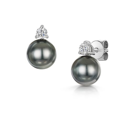 Tahitian Pearl And Diamond Earrings