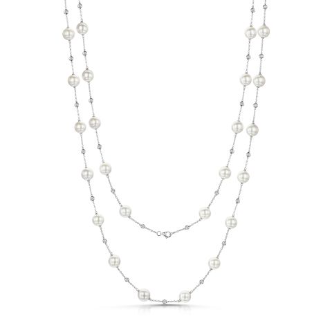 Akoya & Diamond Necklace in 18ct White Gold