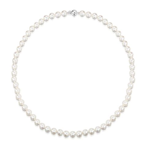 Pearl Single Row Necklace with White Gold Clasp